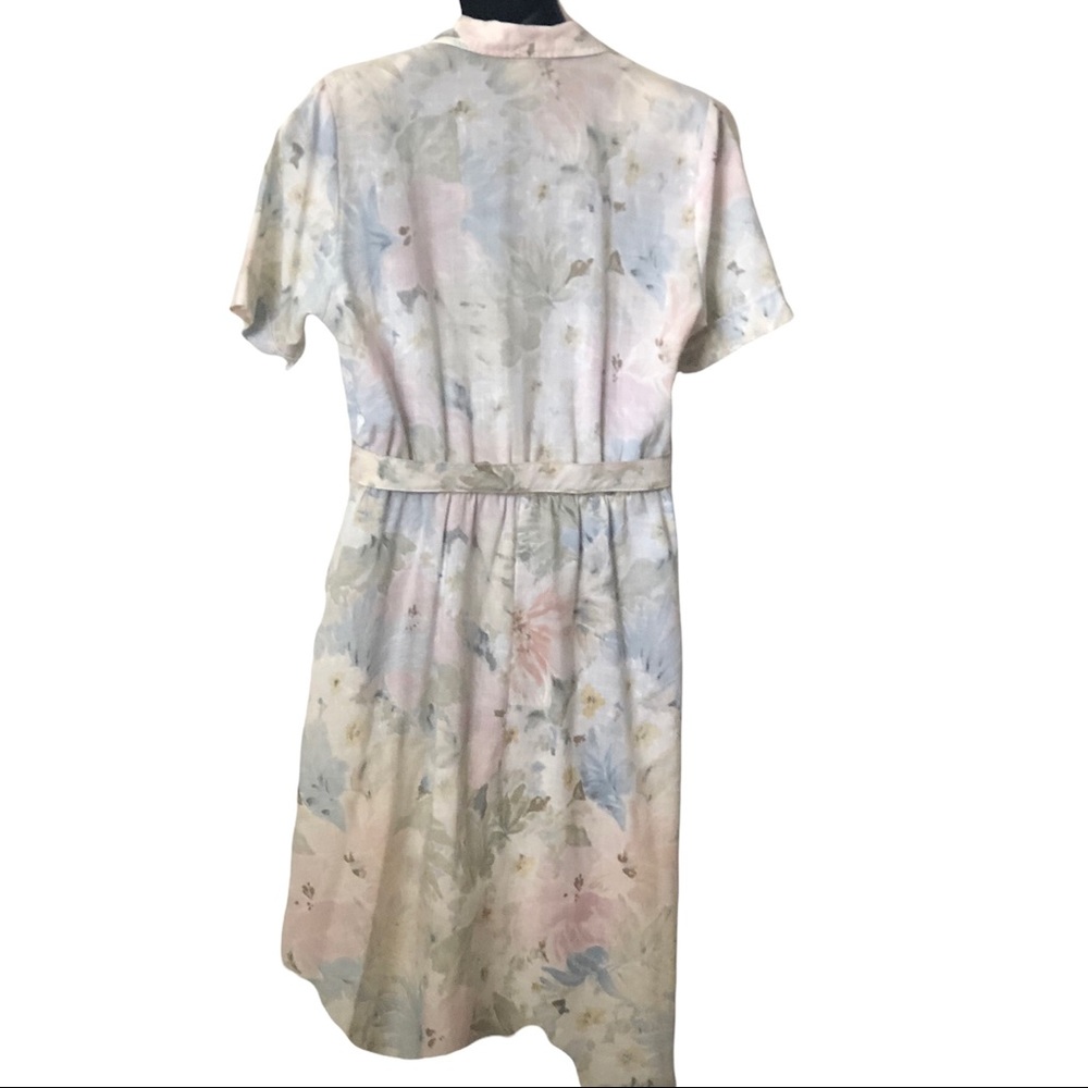 Vintage Women’s Pastel Blue Pink and Green Shirtwaist Dress Size - Picture 2 of 12